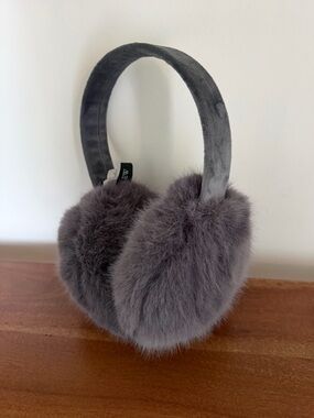 J Crew Faux Fur Earmuffs Gray Fuzzy